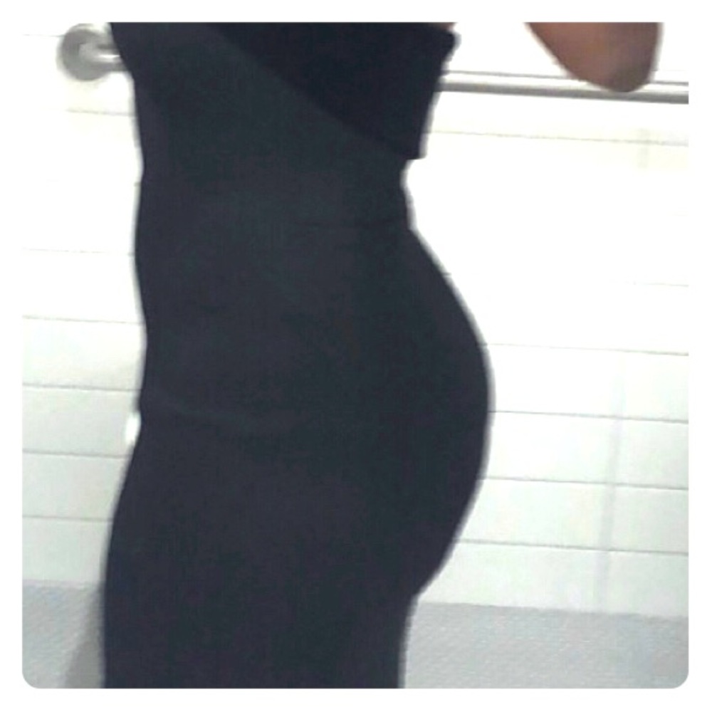 A formal black dress.